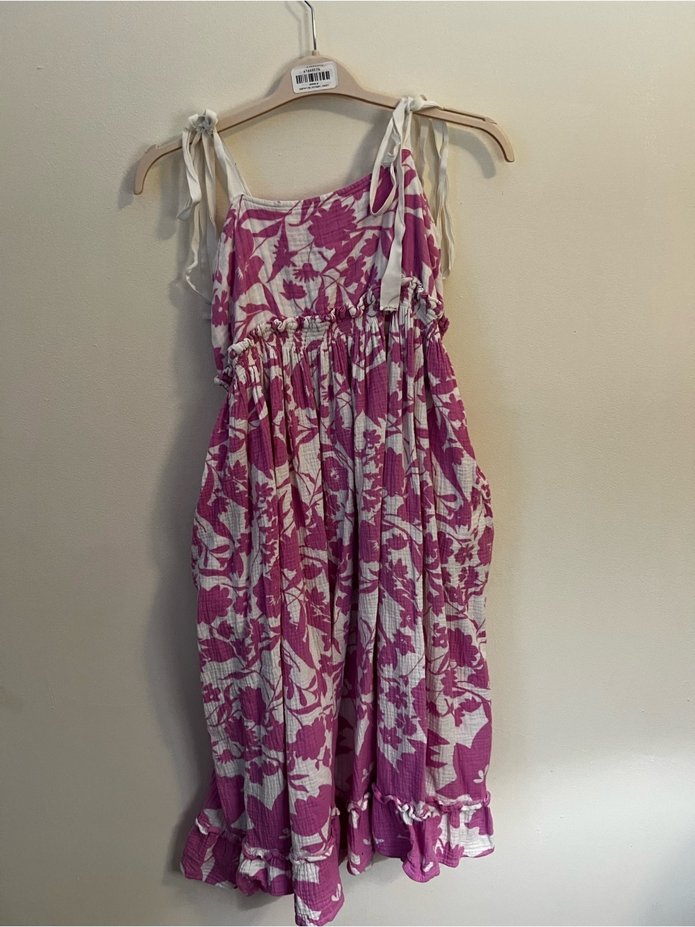 Peter Som Pink & White Floral Cotton Ruffle Dress